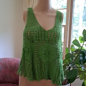 AZ Green Crochet Sleeveless Top PTP 21.5
